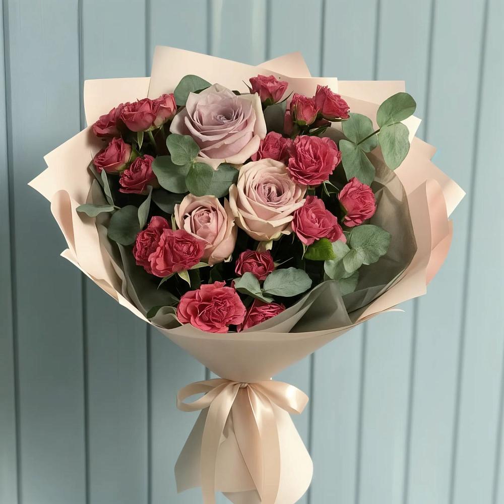 Букет цветов из: Гвоздики и Розы в Вышестеблиевской