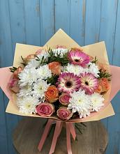 Букет цветов из:  Розы, Герберы и Хризантемы #REPLACE_PRED# Вышестеблиевской