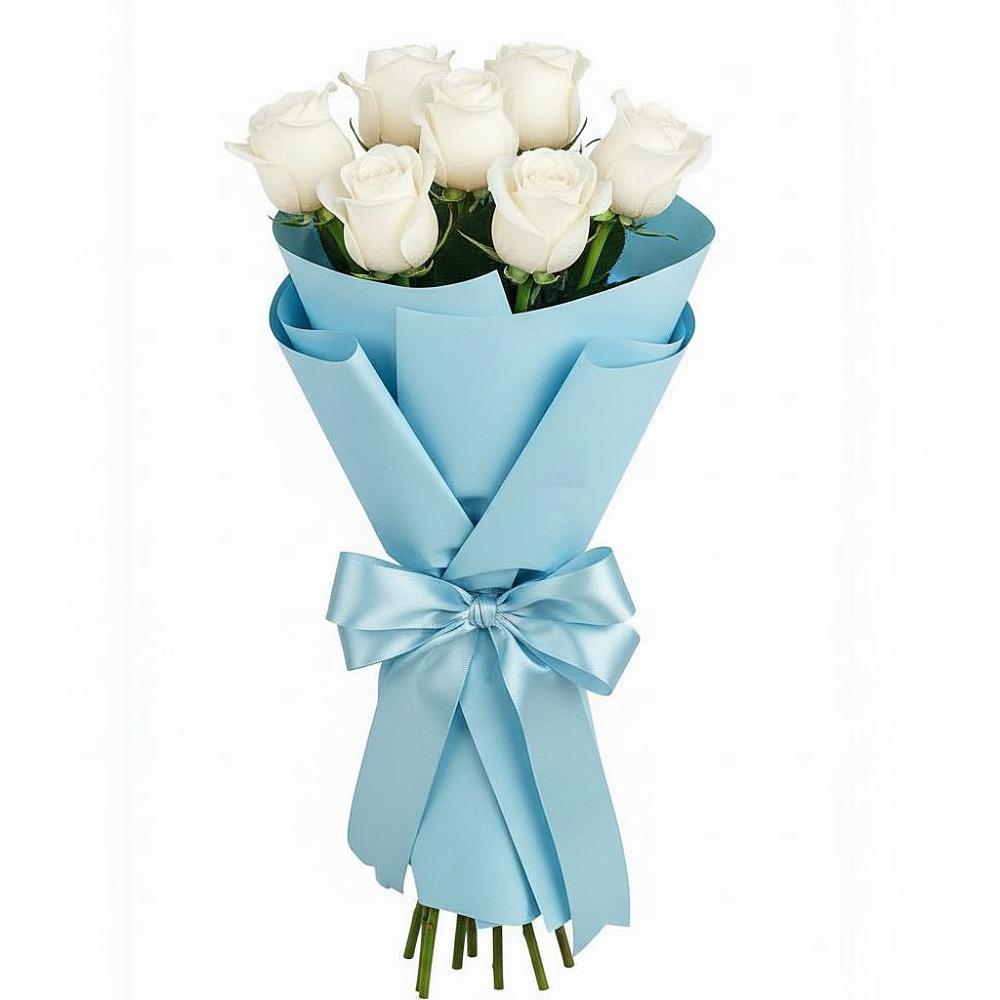 Букет 7 белых роз Проуд в Вышестеблиевской
