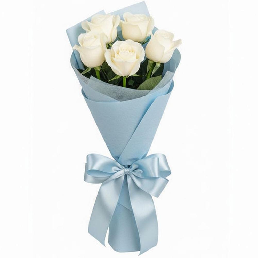 Букет 5 Белых роз Проуд в Вышестеблиевской