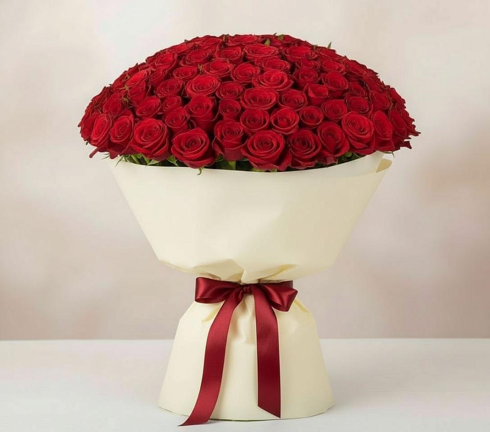 Букет 101 Красная роза Милано в Вышестеблиевской