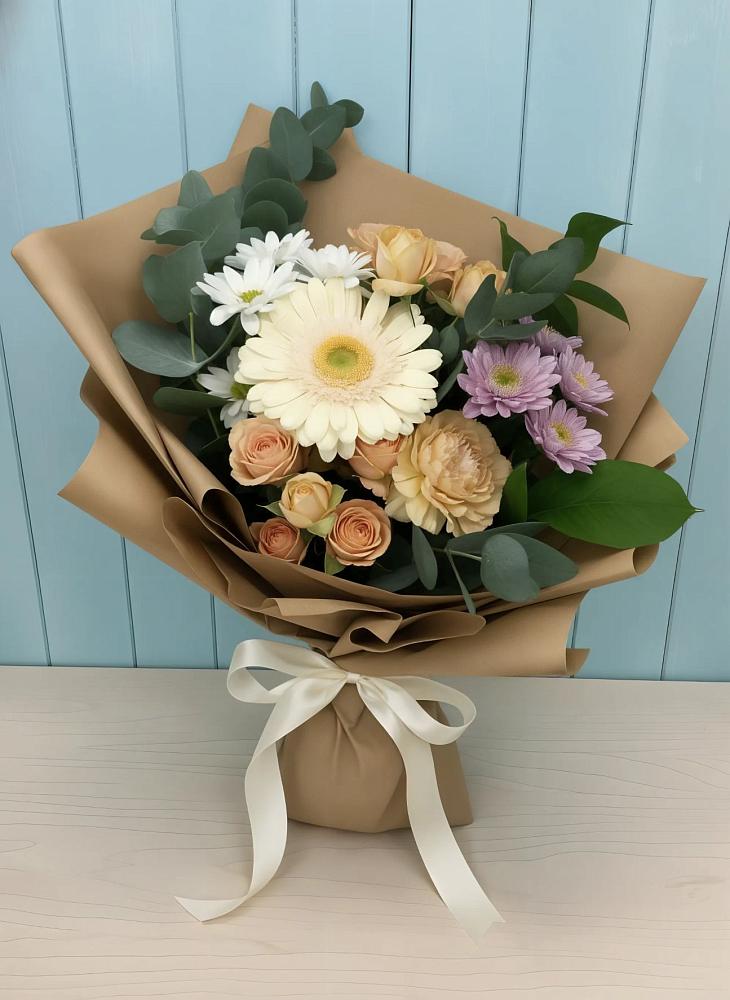 Букет цветов из: Герберы и Хризантемы в Вышестеблиевской