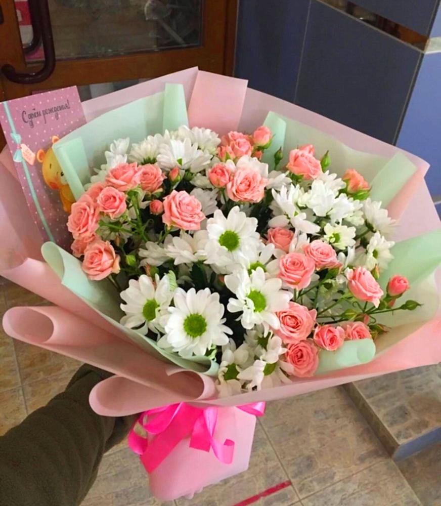 Букет цветов из: Розы и Хризантемы в Вышестеблиевской