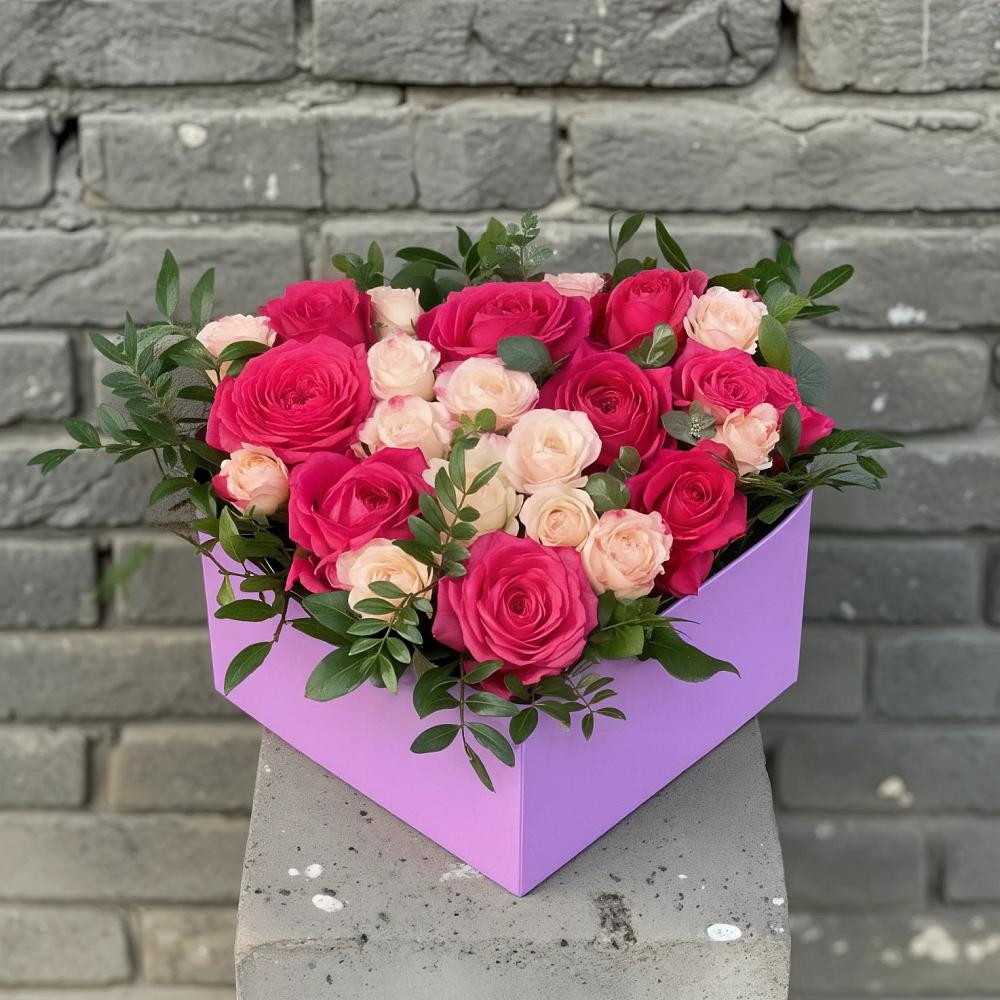Цветочная композиция из Розы в коробке в Вышестеблиевской